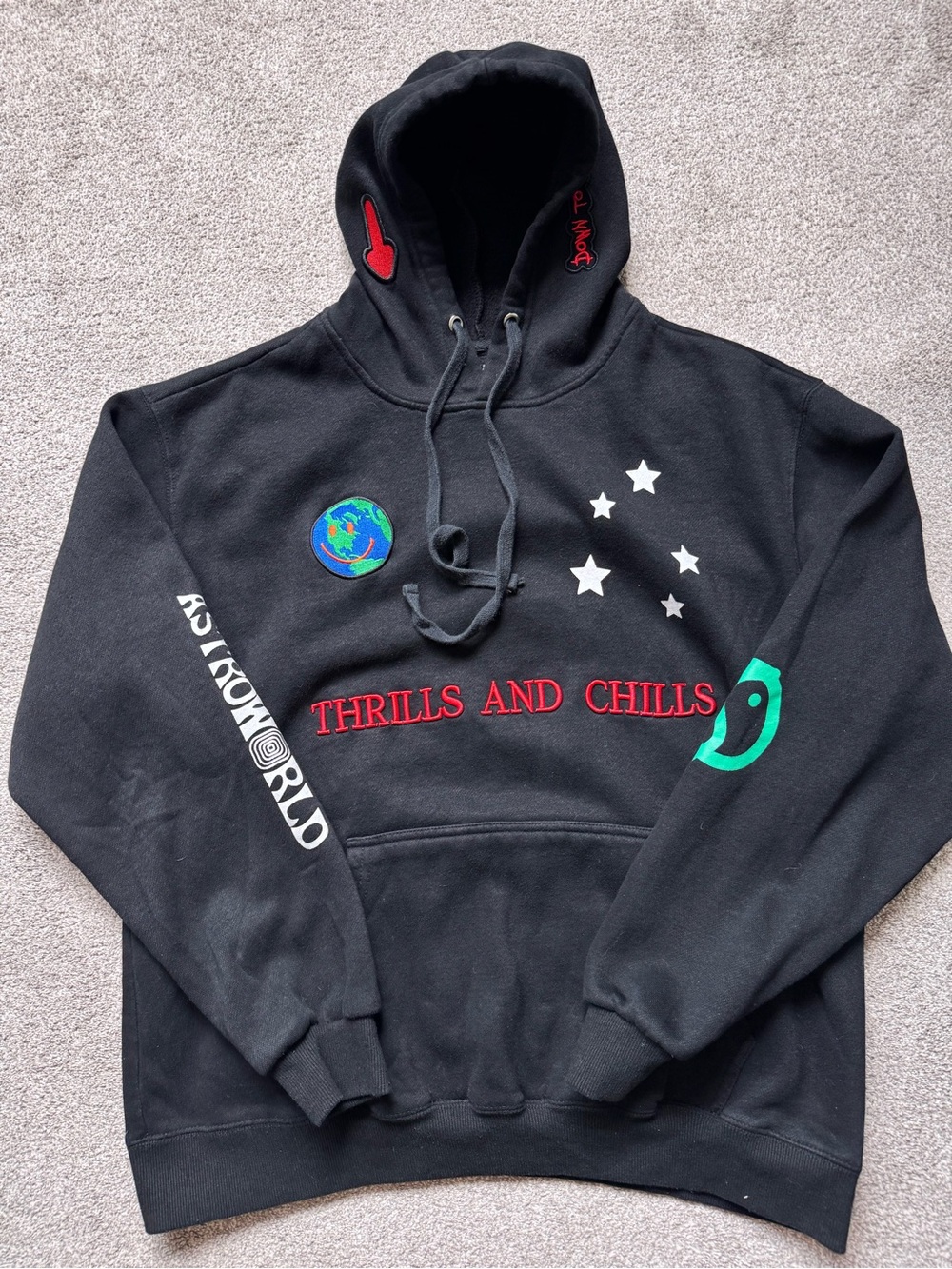 Travis Scott Astroworld Tour Merch Hoodie Size Large Thrills and Chills
